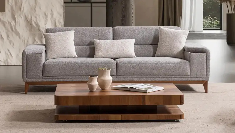 Lumora Modern Gri Üçlü Koltuk