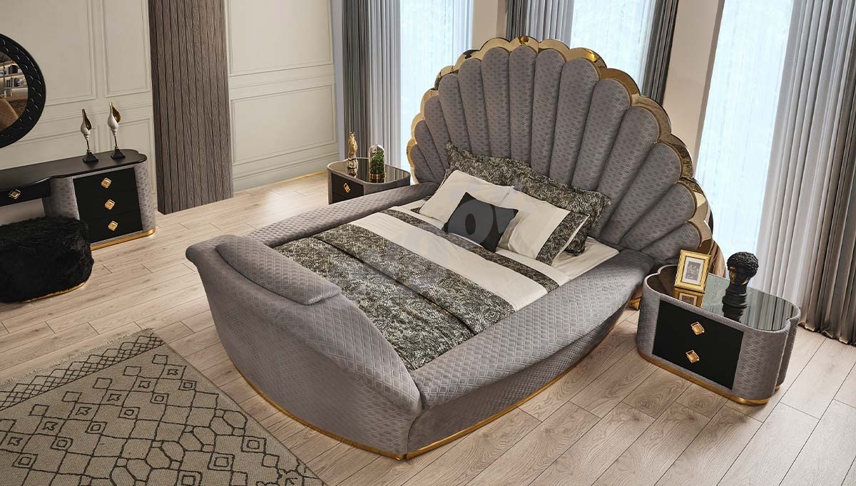 Melusa Gray Bed with Television - Thumbnail
