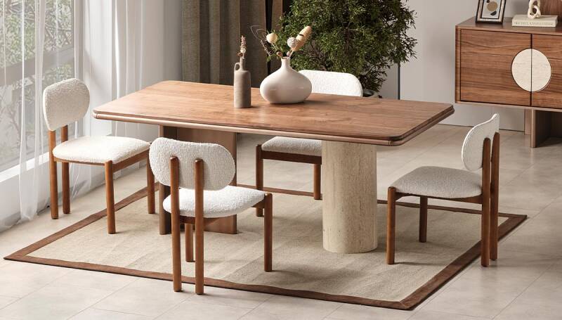 Montella Modern Ceviz Yemek Masası