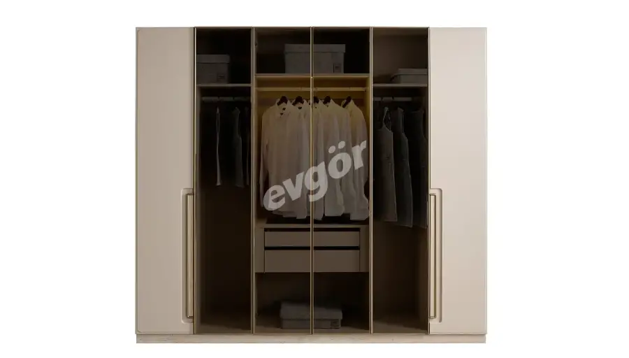 Mubia Modern Gardırop (2 Boyalı + 4 Camlı Kapak) - 1