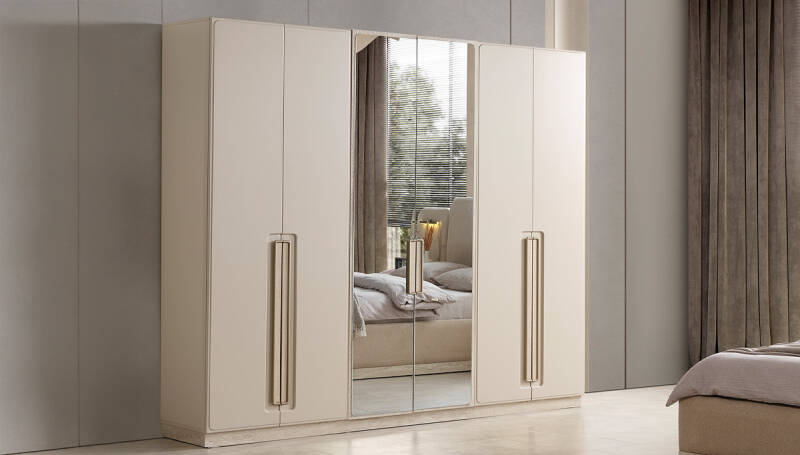 Mubia Modern Gardırop (4 Boyalı + 2 Ayna Kapak) 