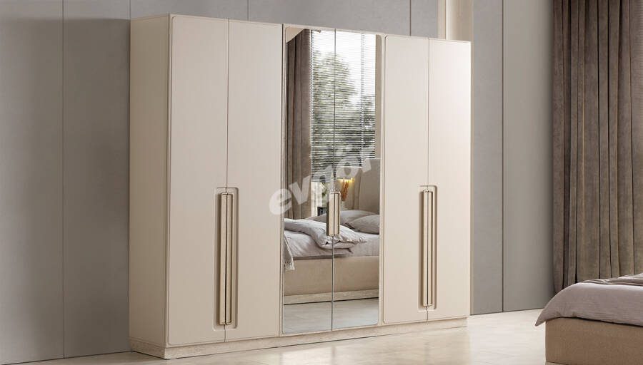 Mubia Modern Gardırop (4 Boyalı + 2 Ayna Kapak) - 1