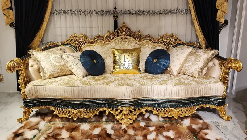 Nazende Yeşil Klasik Üçlü Koltuk 