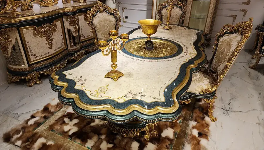 Nazende Yeşil Klasik Yemek Masası - 1