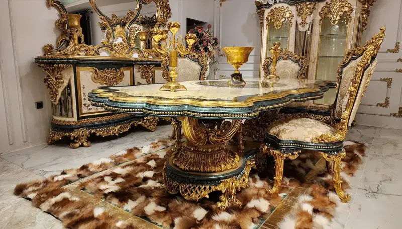 Nazende Yeşil Klasik Yemek Masası - 2