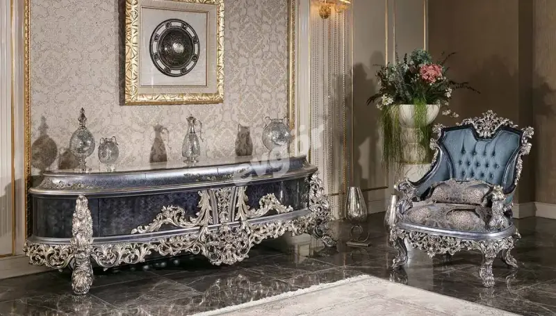 Osmanlı Mavi Klasik Koltuk Takımı - 9