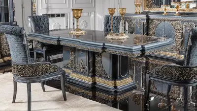 Piraye Mavi Klasik Yemek Masası