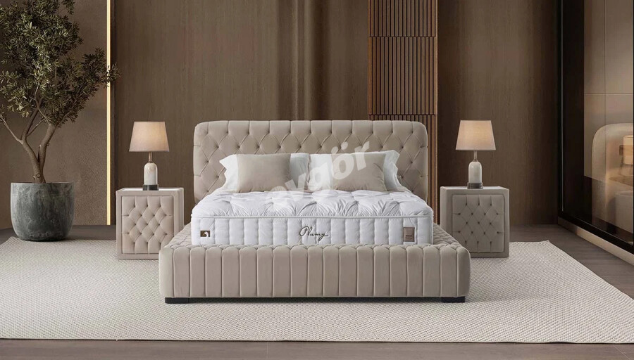 Plumbe Ekru Yatak Baza Set