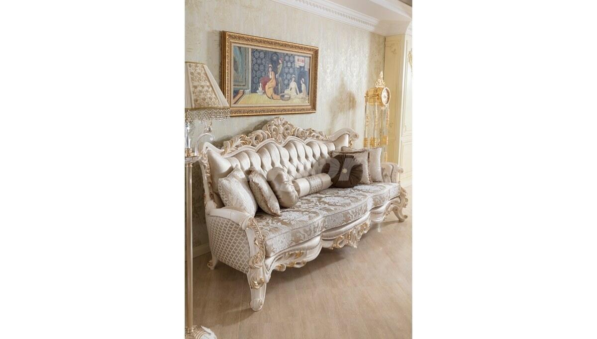 Royela Krem Classic Sofa Set - Thumbnail