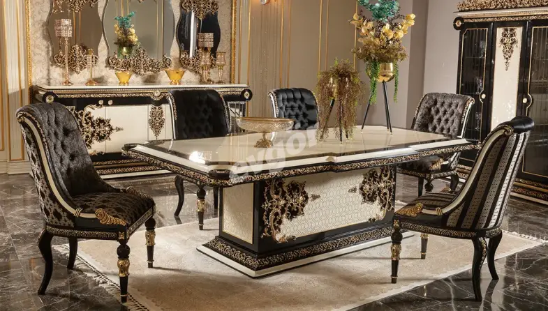 Saraylı Siyah Klasik Yemek Masası - 1