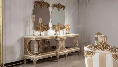 Selçuklu Krem Klasik Konsol + Ayna 