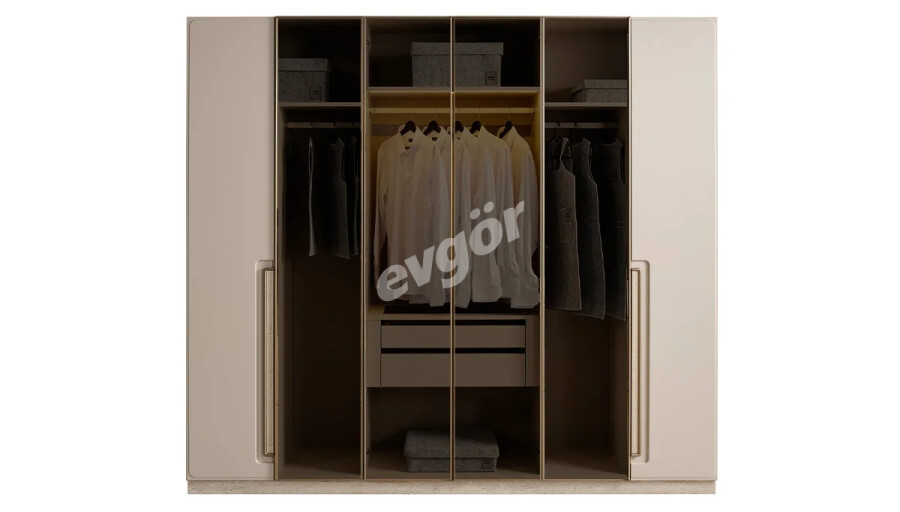 Seren Modern Gardırop (2 Boyalı+ 4 Alüminyum Kapak)