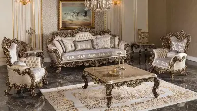 Süleyman Şah Kahverengi Klasik Koltuk Takımı - 1