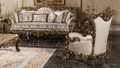 Süleyman Şah Kahverengi Klasik Koltuk Takımı - 5