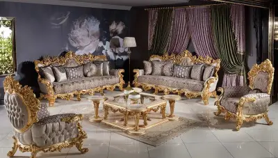 Sultan Krem Klasik Koltuk Takımı - 1