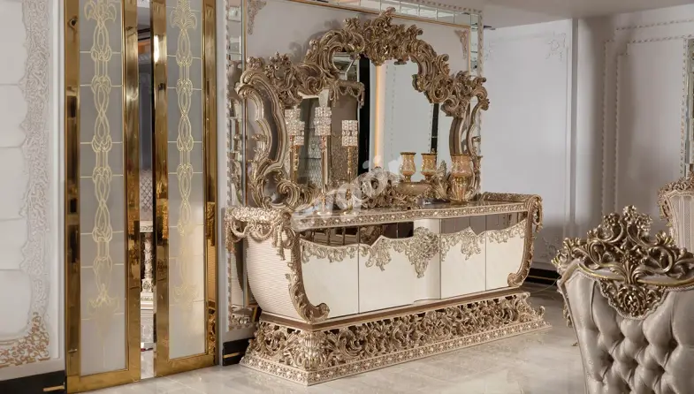 Taç Mahal Krem Klasik Konsol + Ayna - 1