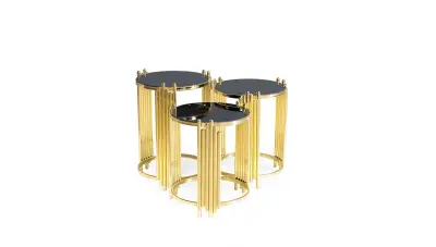 Tasil table basse gigogne dorée en métal