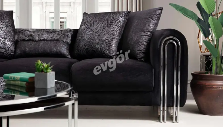 Ancela Siyah Modern Koltuk Takımı - 4