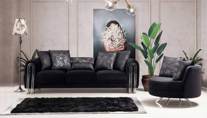 Ancela Siyah Modern Koltuk Takımı - 2