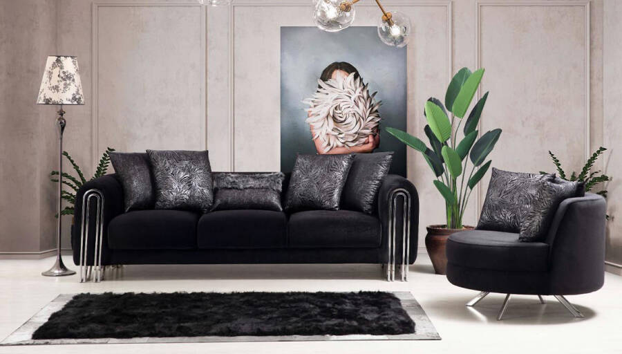 Ancela Siyah Modern Koltuk Takımı - 2