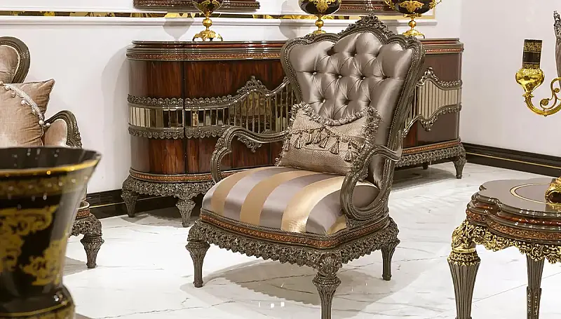 Bendy Bordo Klasik Koltuk Takımı - 3