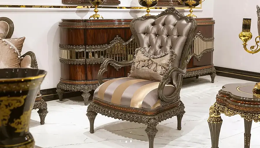 Bendy Bordo Klasik Koltuk Takımı - 3