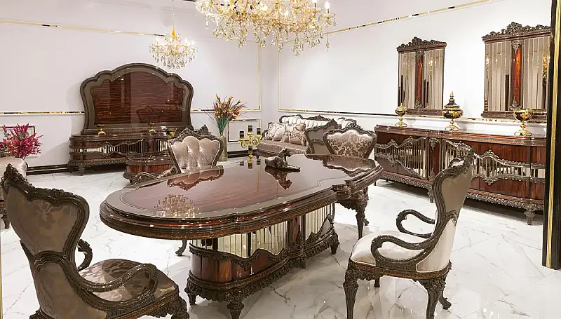 Bendy Bordo Klasik Yemek Odası 