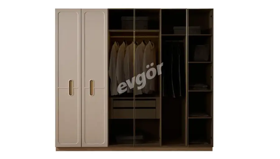 Beste Modern Gardırop (2 Boyalı + 4 Camlı Kapak) - 1