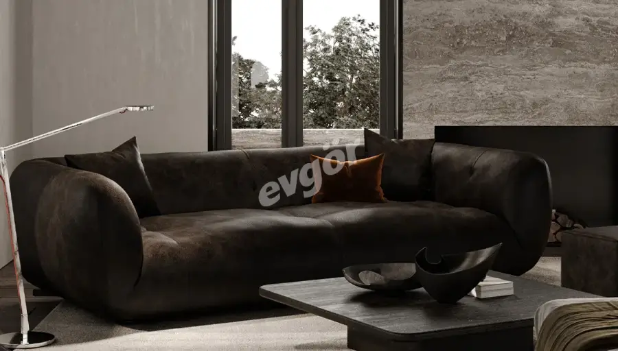 Lorenzo Modern Brown Three-Seater Sofa - 1