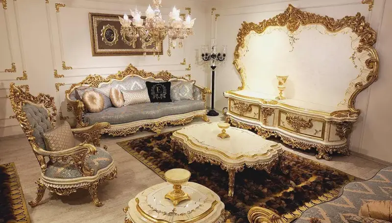 Nazende Mavi Klasik Salon Takımı (Hemen Teslim ) 