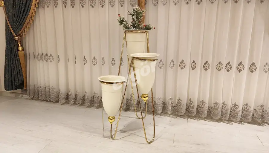 Neo Krem Üçlü Saksı (Hemen Teslim) - 1