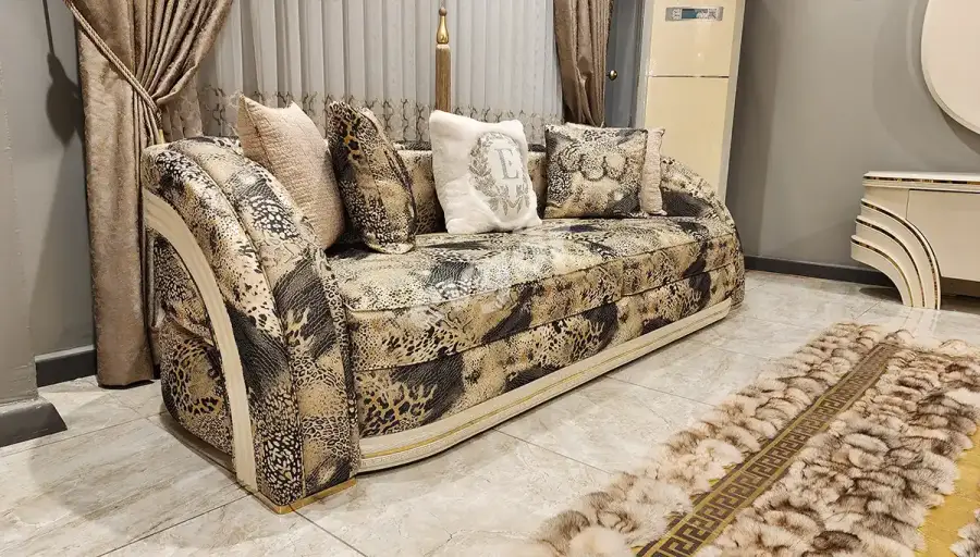 Perla Beyaz Lüks Oval Üçlü Koltuk - 2