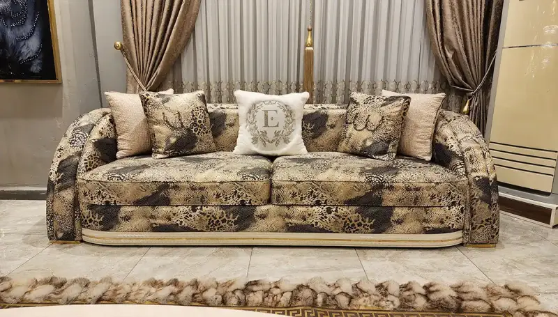 Perla Beyaz Lüks Oval Üçlü Koltuk - 1