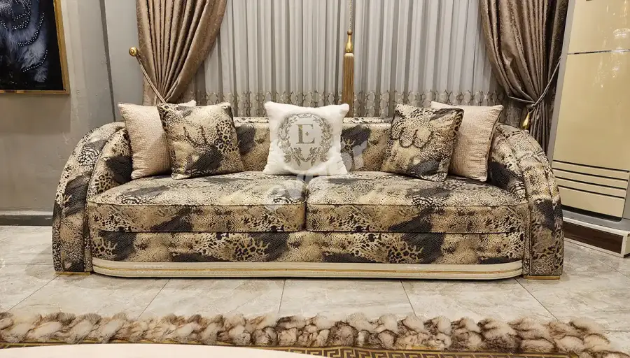 Perla Beyaz Lüks Oval Üçlü Koltuk - 1