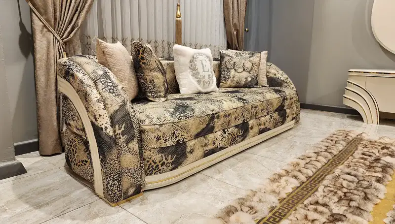 Perla Beyaz Lüks Oval Üçlü Koltuk - 2