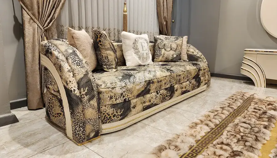 Perla Beyaz Lüks Oval Üçlü Koltuk - 2