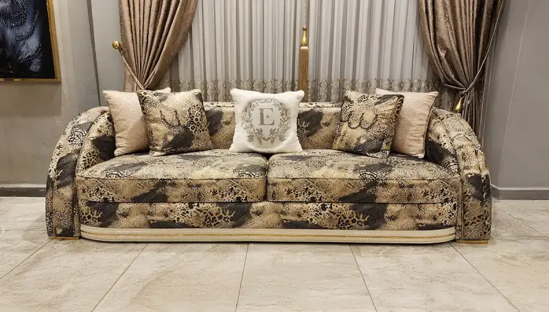 Perla Beyaz Lüks Oval Üçlü Koltuk - 1