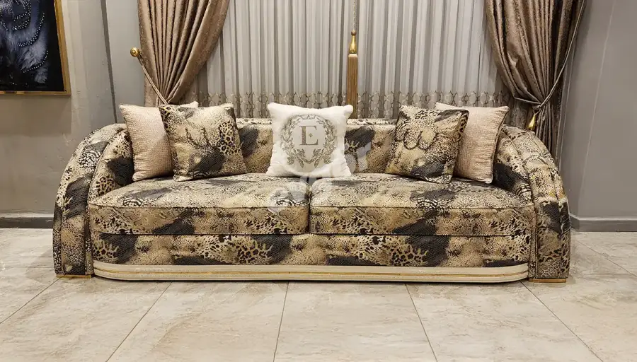 Perla Beyaz Lüks Oval Üçlü Koltuk - 1