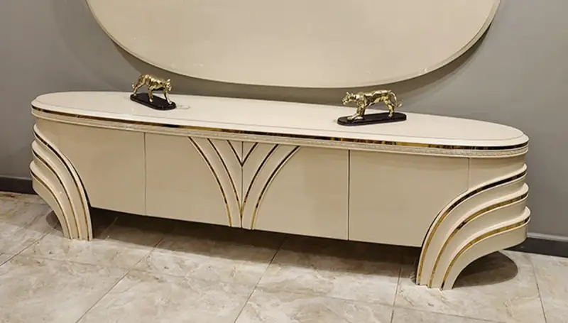 Perla Beyaz Lüks TV Sehpası 