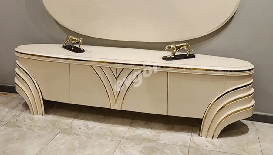 Perla Beyaz Lüks TV Sehpası - 1