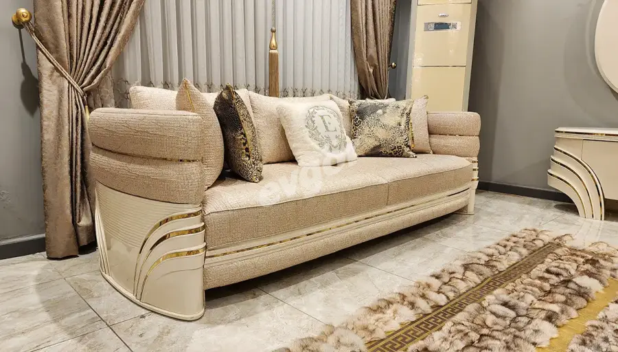 Perla Beyaz Lüks Üçlü Koltuk - 2