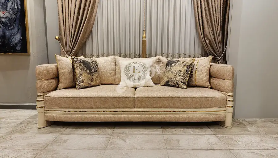 Perla Beyaz Lüks Üçlü Koltuk - 1