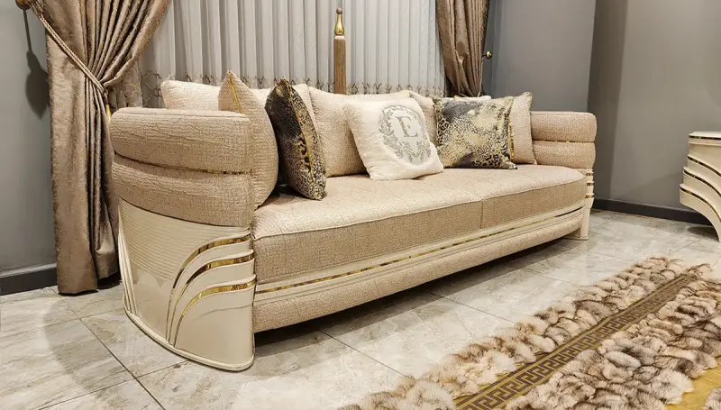 Perla Beyaz Lüks Üçlü Koltuk - 2