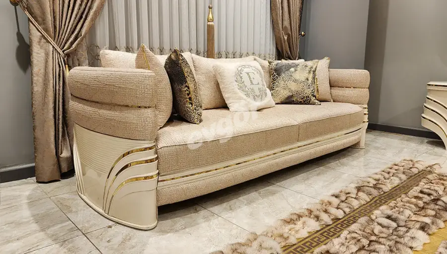 Perla Beyaz Lüks Üçlü Koltuk - 2