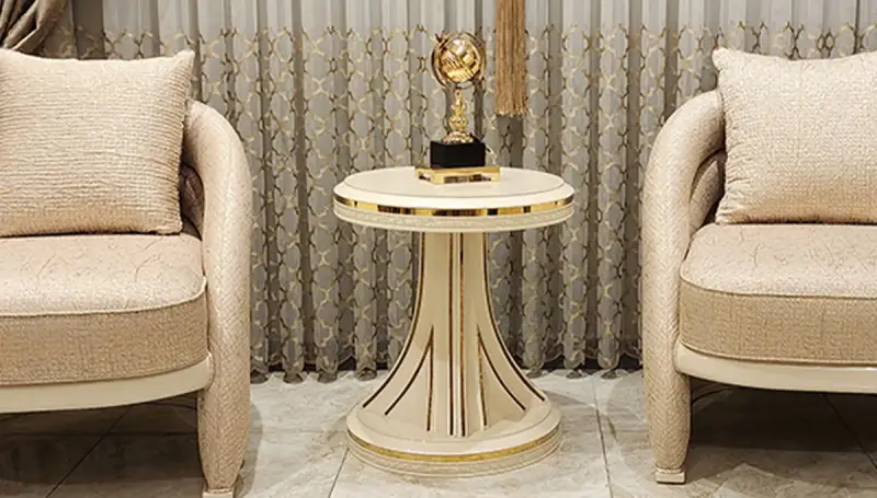 Perla Beyaz Lüks Yan Sehpa 