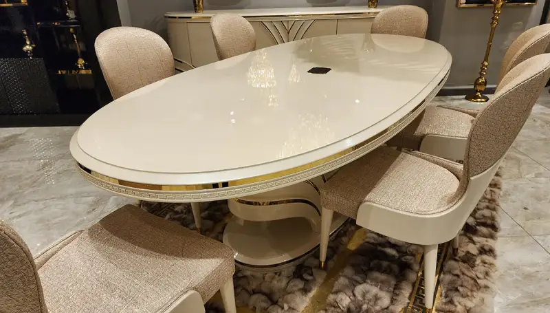 Perla Beyaz Lüks Yemek Masası - 2