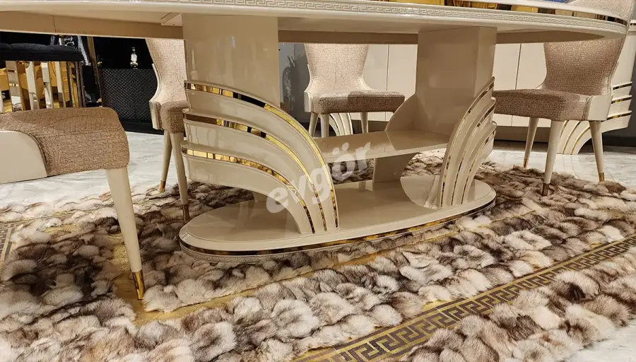 Perla Beyaz Lüks Yemek Masası - 3