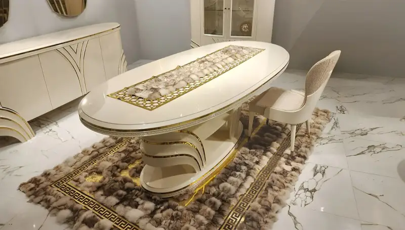 Perla Beyaz Lüks Yemek Masası