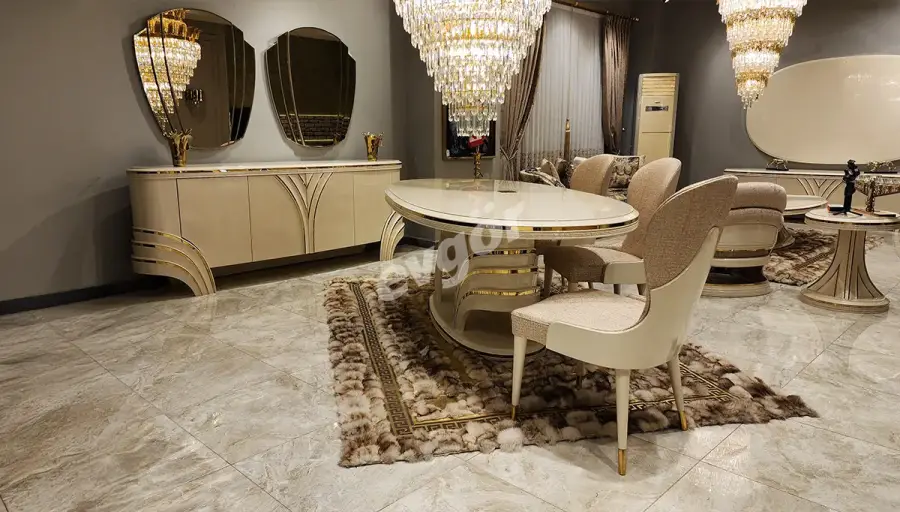 Perla Beyaz Lüks Yemek Odası - 1