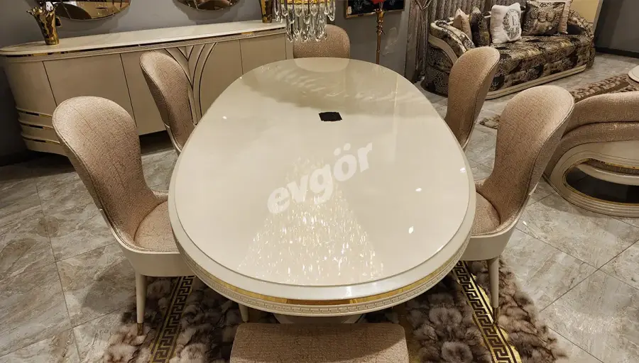 Perla Beyaz Lüks Yemek Odası - 3